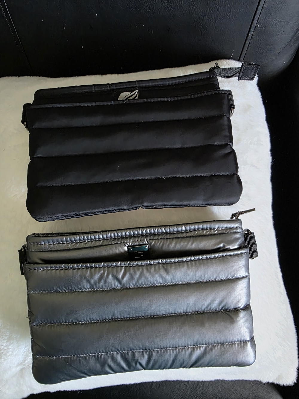 Two Think Rolyn Bum Bags in Metallic Silver and Black